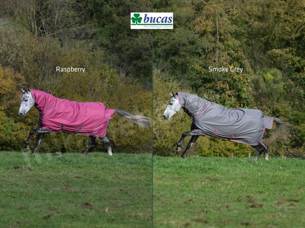 Bucas 2025/2026: Freedom Turnout Light FN Regendecke mit Halsteil, Raspberry & Smoke Grey