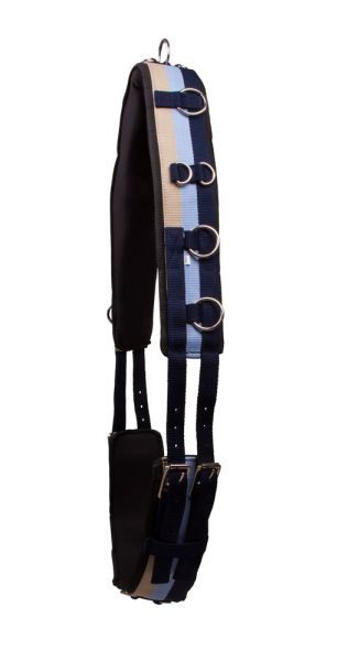 Imperial Riding Longiergurt (gestreift) mit Neoprenfutter, Navy/Airblue, Gr. Cob