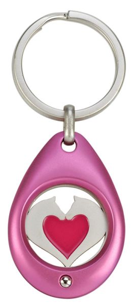 Schlüsselanhänger mit Chip Herzpferde, Pink