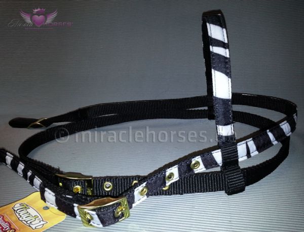 Tough 1 King Series Nylon Westernzaum White Zebra inkl. Split Reins