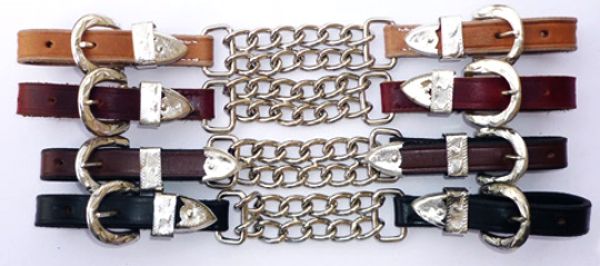 Western Show-Kinnkette mit Silver-Beschlägen, Leder (Latigo)