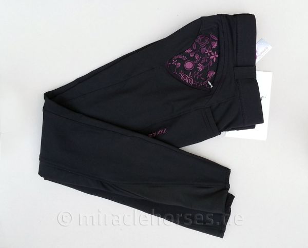 Montar® Damenreithose Alina, Black/Plum (Silikon-Kniebesatz)