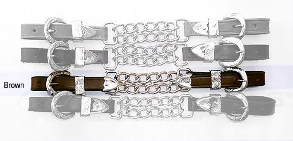 Western Show-Kinnkette mit Silver-Beschlägen, Leder (braun)