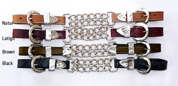 Western Show-Kinnkette mit Silver-Beschlägen, Leder (braun)