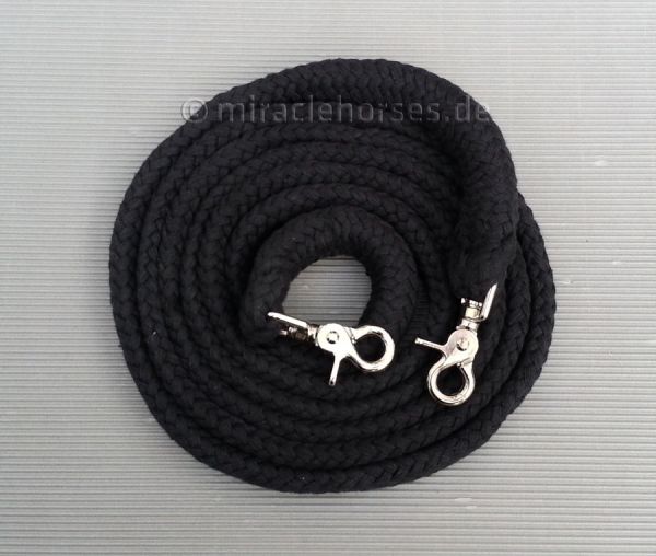 Baumwollzügel für klassische Trense/Reithalfter, extra flach, schwarz