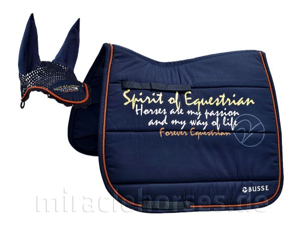 SET: Busse Spirit-Equi Pony DR-Schabracke & Fliegenohrenhaube, Navy