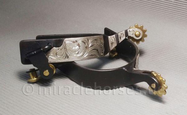 Westernsporen Black Steel verziert mit Rad (Typ 2)