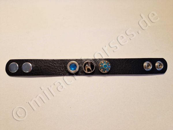 Busse Lederarmband komplett inkl. Chunks, Schwarz/Blaugrün