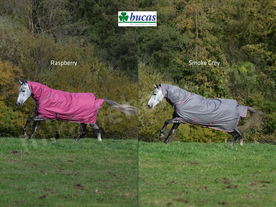 Bucas 2025/2026: Freedom Turnout Light FN Regendecke mit Halsteil, Raspberry & Smoke Grey