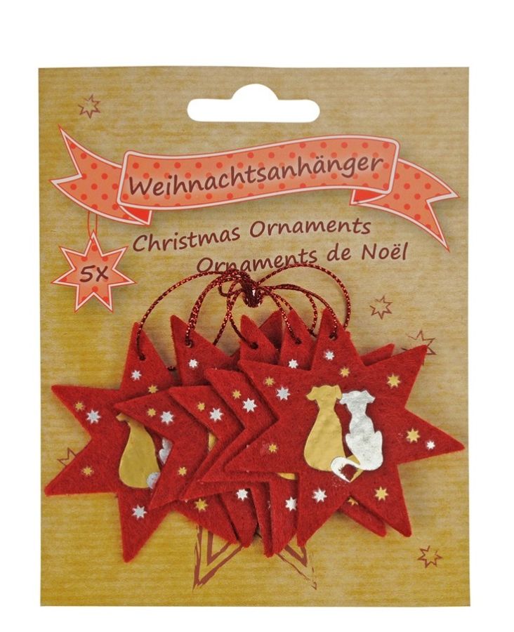 Filz-Weihnachtsanhänger Hunde (5 Stück)