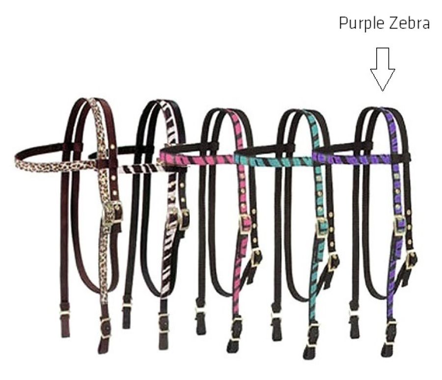 Tough 1 King Series Nylon Westernzaum Purple Zebra inkl. Split Reins