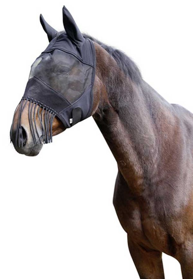 Leichte Fliegenmaske mit Ohren und Nüsternschutz Gr. Pony