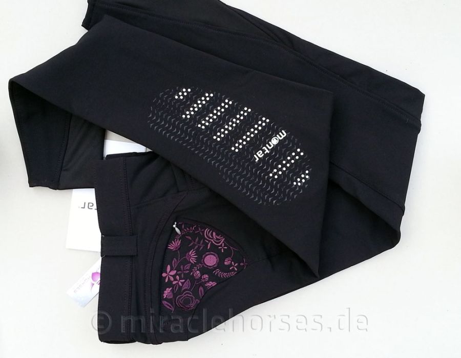 Montar® Damenreithose Alina, Black/Plum (Silikon-Kniebesatz)