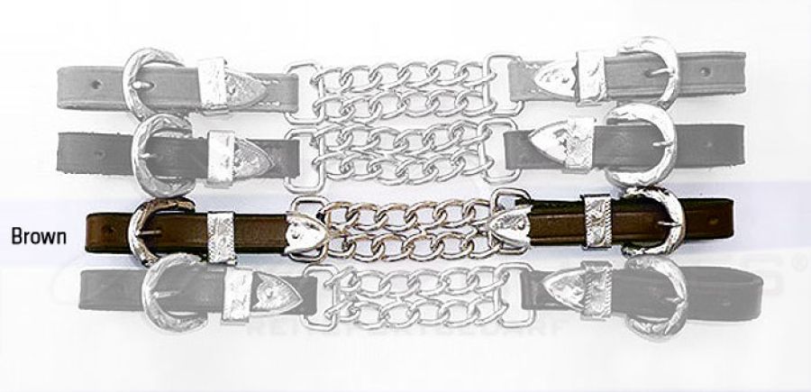 Western Show-Kinnkette mit Silver-Beschlägen, Leder (braun)